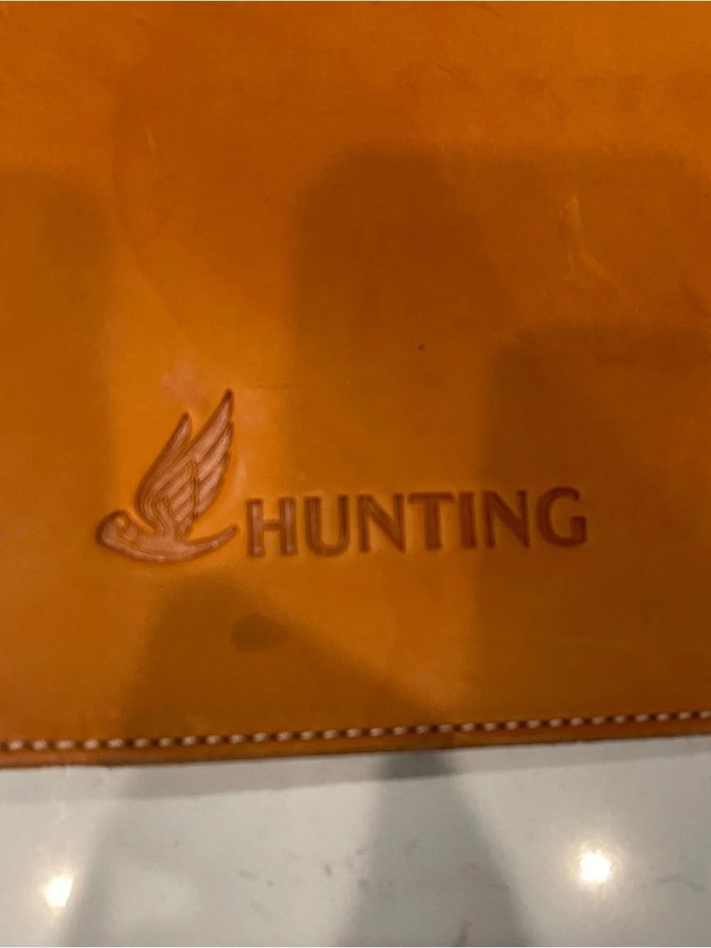 Tucker & Byrd tan leather portfolio